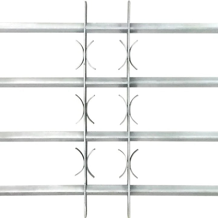 Adjustable safety grille for windows with 3 crossbars