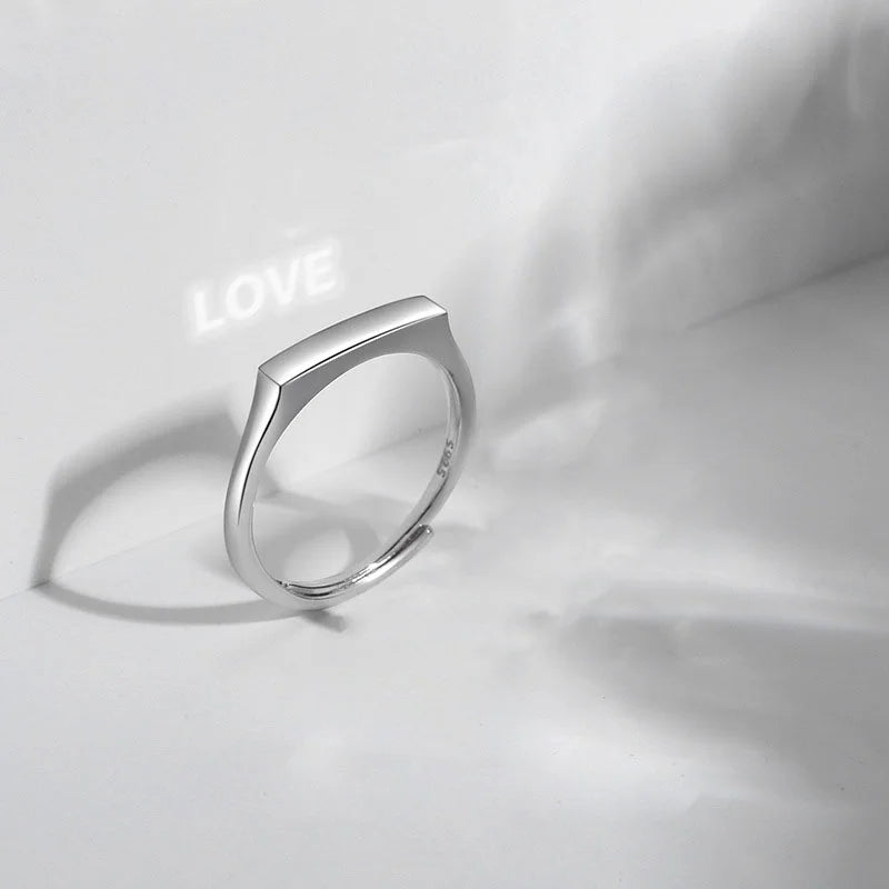 Sterling Silver S925 Silver Luminous Ring – Reflective Carved Love Surprise Jewelry with Hidden Pattern for Weddings & Gifts