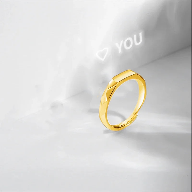 Sterling Silver S925 Silver Luminous Ring – Reflective Carved Love Surprise Jewelry with Hidden Pattern for Weddings & Gifts