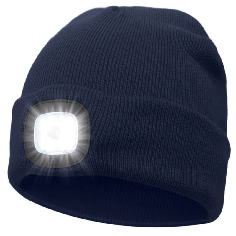 LED Beanie Knitted Hat – Warm Winter Knit Cap with Hands-Free Headlamp