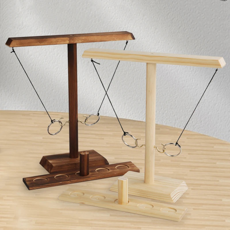 Wooden Ring Toss Game – Adjustable Tabletop Set for Competitive Outdoor Play