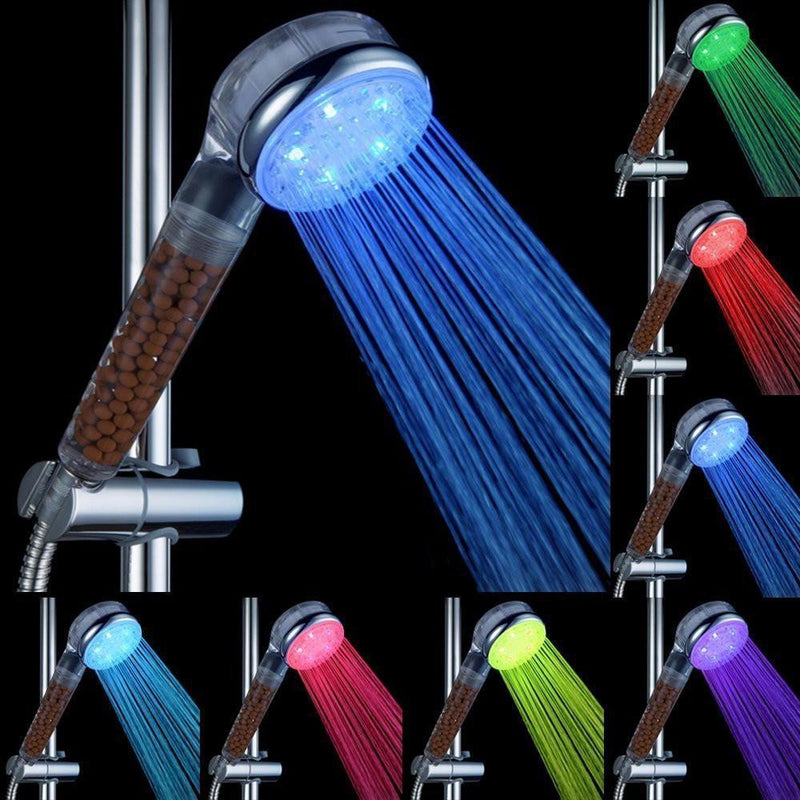 Color Changing LED Negative Ions Shower Head