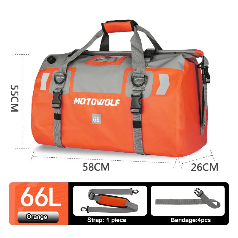 Motorcycle Waterproof Dry Duffle Bag – Reflective Outdoor Tail Luggage for Travel, Fishing, Camping, Boating, and Skiing