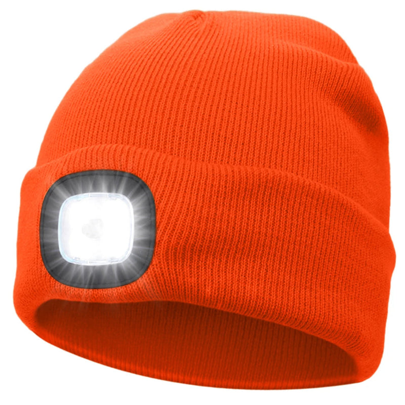 LED Beanie Knitted Hat – Warm Winter Knit Cap with Hands-Free Headlamp