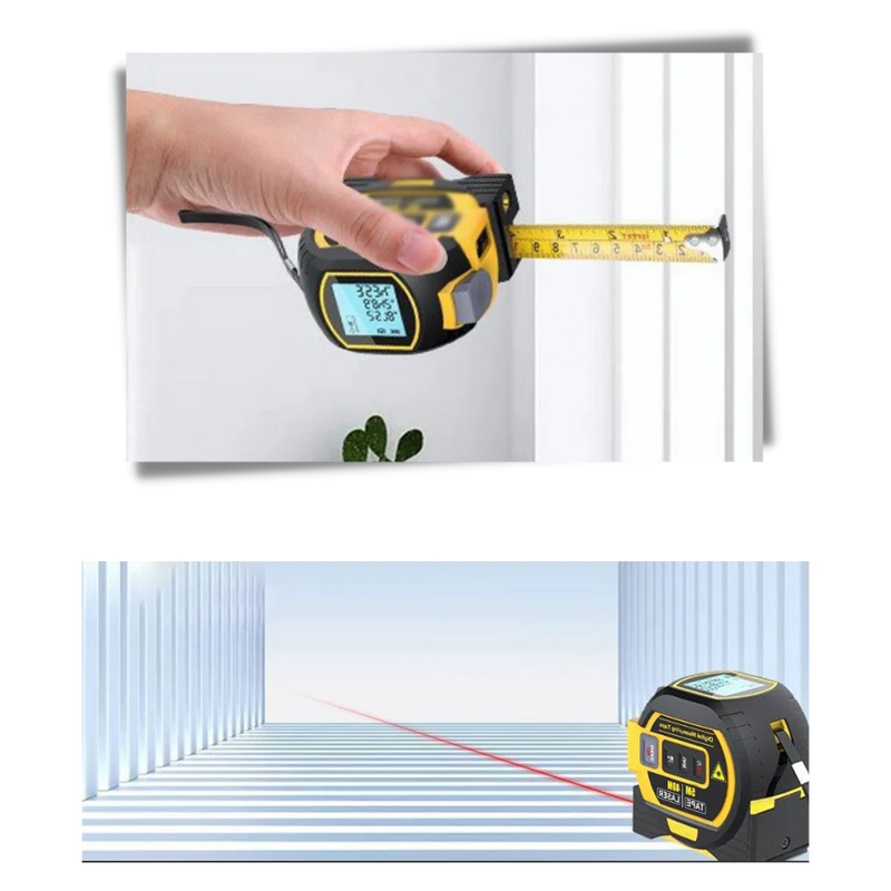 3-in-1 Laser Tape Measure - Distance, Area, & Volume Measurements