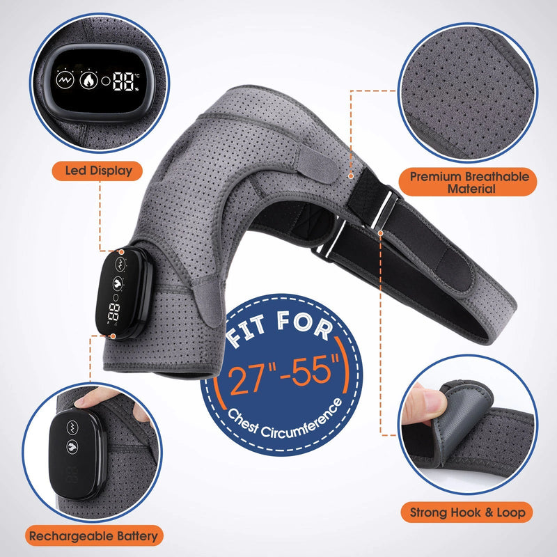 Electric Brace  Hot/Cold Therapy Gray Shoulder Heating Support Stand Strap,