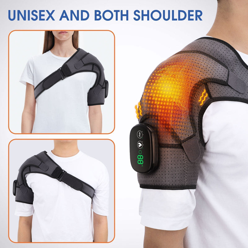 Electric Brace  Hot/Cold Therapy Gray Shoulder Heating Support Stand Strap,