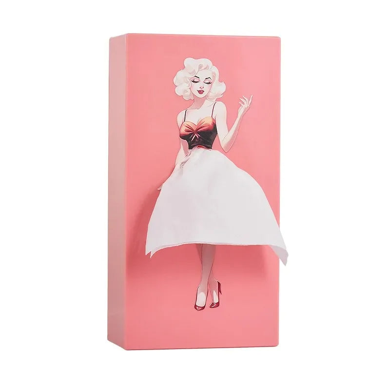 Puffy Flying Skirt Girl Tissue Box – Fun & Chic Anime-Inspired Desktop Decor