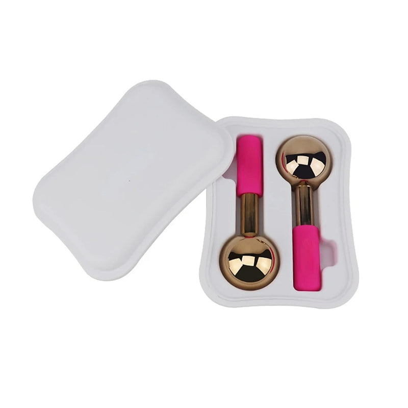 Rose Gold Skin Ice Globes – Cooling Stainless Steel Facial Rollers for Cold Therapy to Reduce Puffiness, Calm Skin, and Tighten Pores