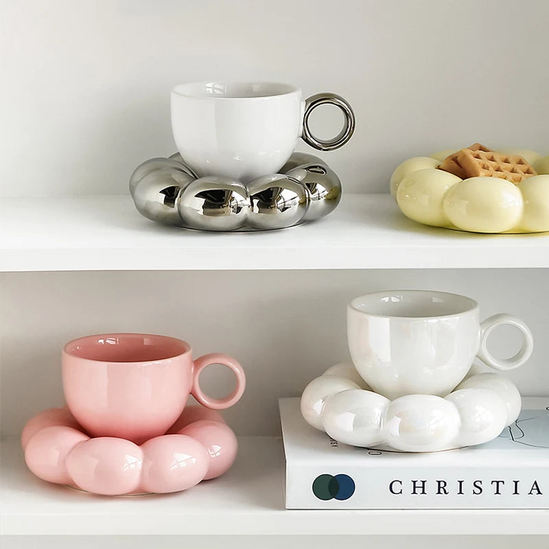 Cloud Ceramic Cup & Saucer Set – Elegant Home Tea & Coffee Essentials