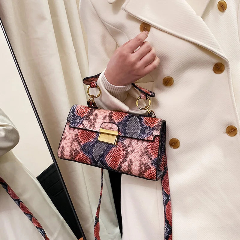 Luxury Snake Pattern Leather Crossbody Bag – Small Designer Handbag for Fashion-Forward Women Who Love Bold, Chic Accessories