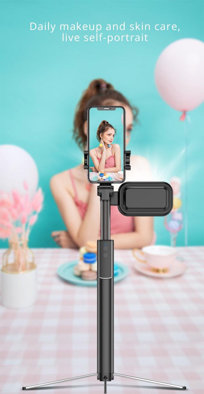 Integrated Portable Metal Selfie Stick With Bluetooth, Remote Control, Selfie Tripod, Telescopic Rod And  Fill Light