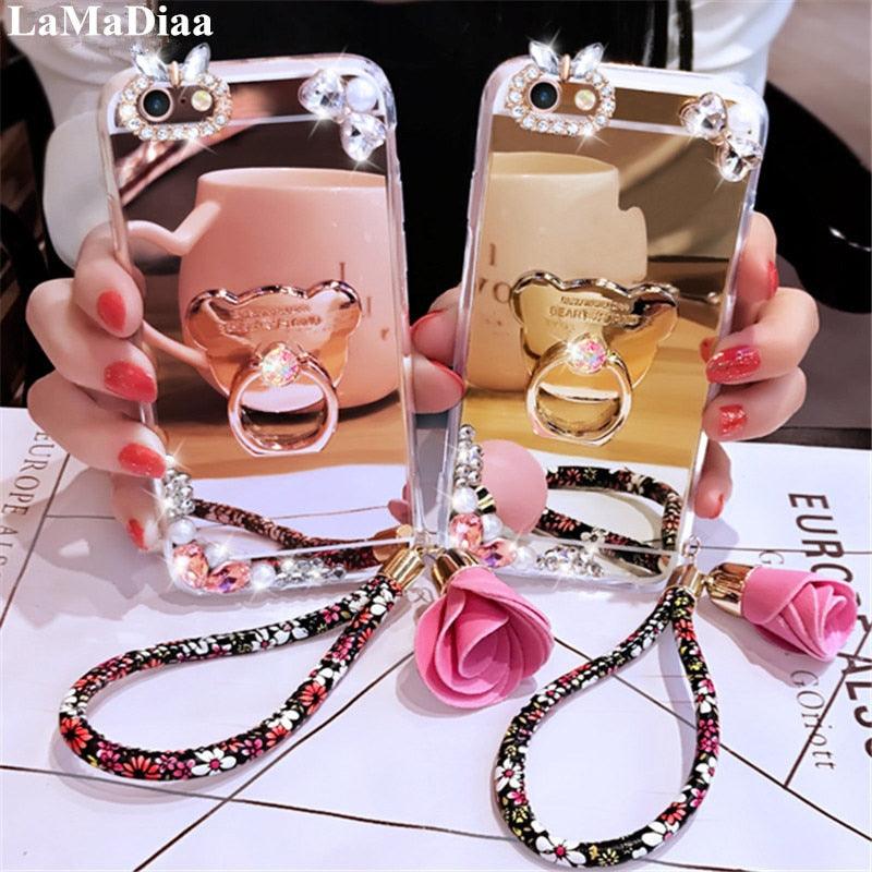 Luxury Rhinestone Case Cover For Samsung with Ring Holder Stand Case