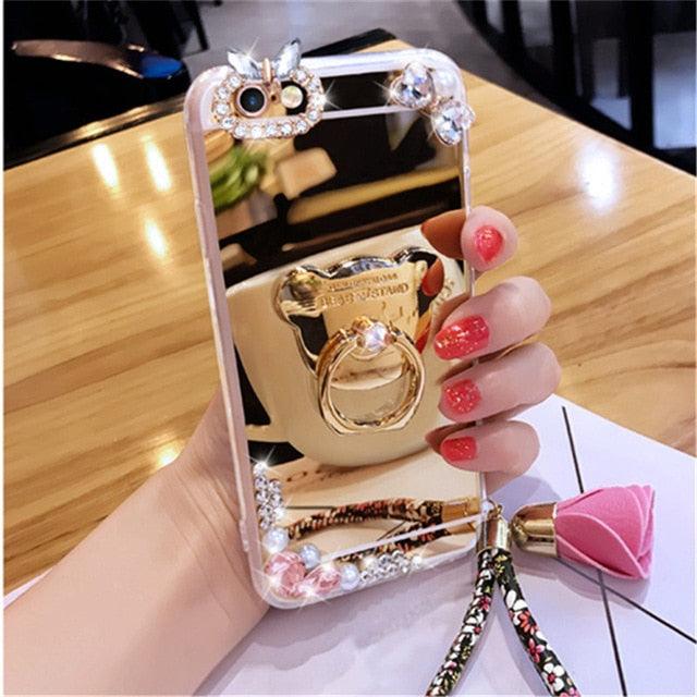 Luxury Rhinestone Case Cover For Samsung with Ring Holder Stand Case