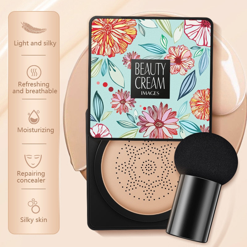 Popular Waterproof Cream Foundation Mushroom Head CC Cream makiage Concealer Whitening Makeup, Natural and Ivory Make up color