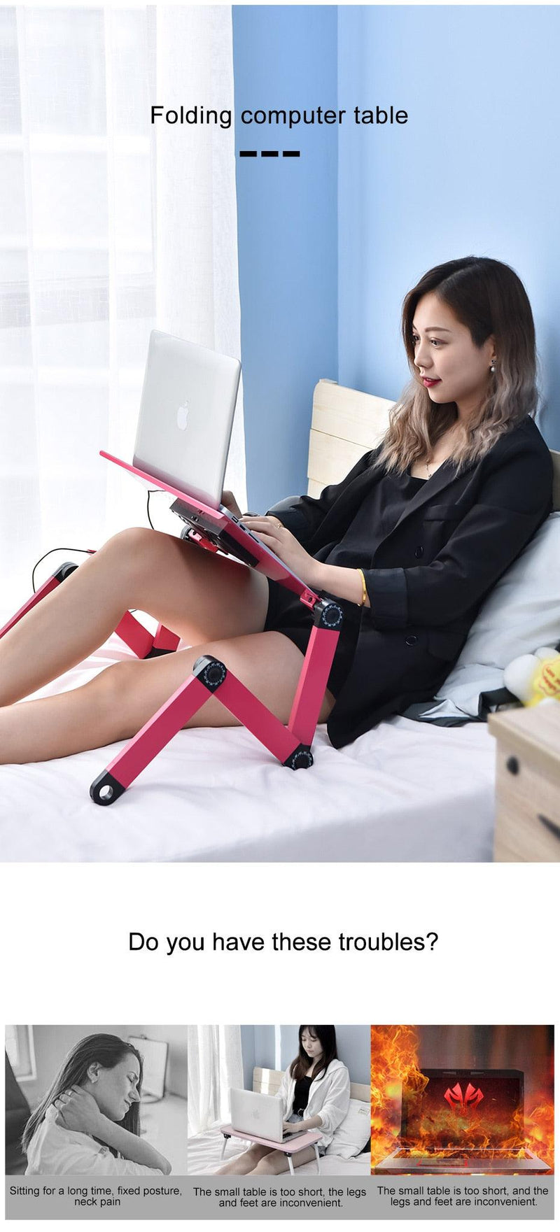 Adjustable Laptop Folding Stand with Cooling Fan Desk