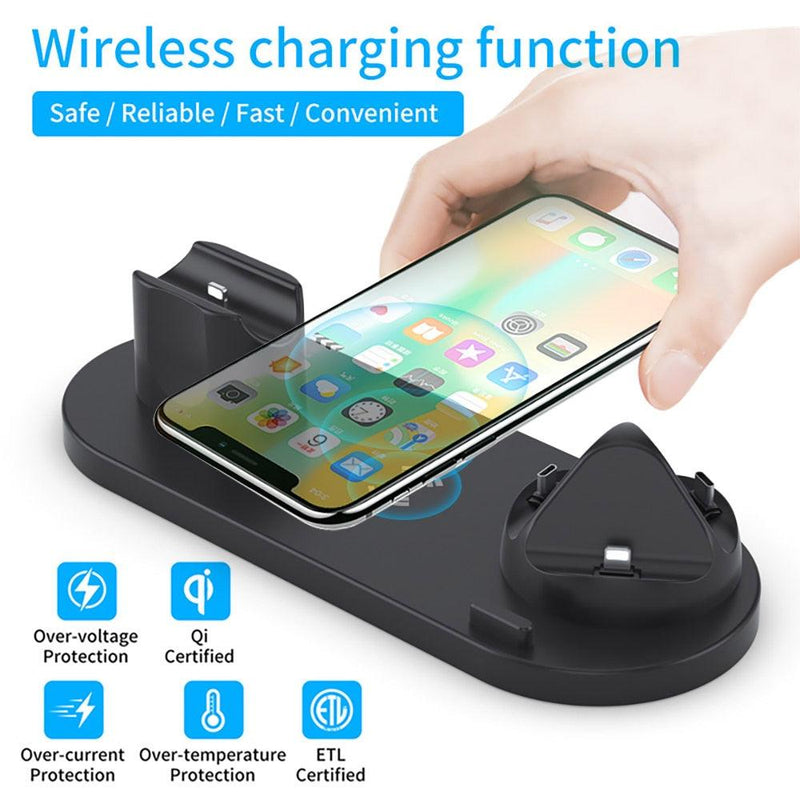 6 in 1 Wireless Charger Dock Station for iPhone Apple Watch AirPods Pro