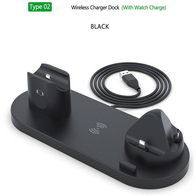 6 in 1 Wireless Charger Dock Station for iPhone Apple Watch AirPods Pro