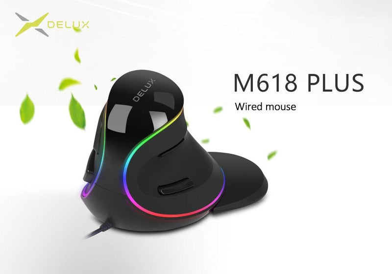 Delux M618Plus RGB 4000 DPI Ergonomic 6 Buttons Vertical Mouse