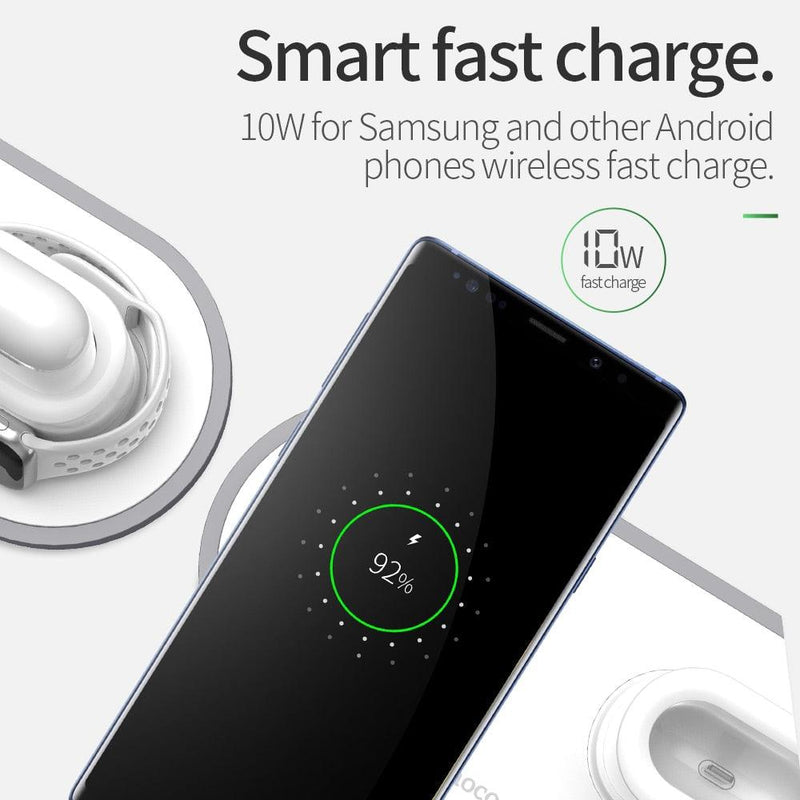 Qi Wireless Charger 10W Fast Charging Pad 3 in 1