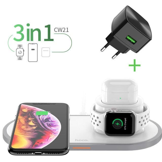 Qi Wireless Charger 10W Fast Charging Pad 3 in 1