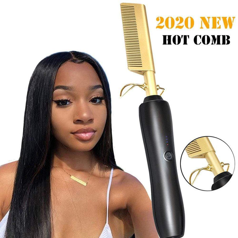 2 in 1 Hot Comb Hair Straightener Wand & Hair Curler