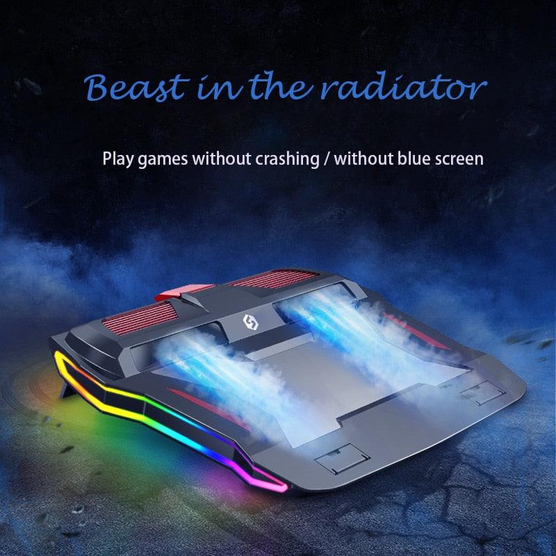 RGB Gaming Adjustable stand 3000 RPM Powerful Air Flow Cooling Pad For 12-17 inch Laptop