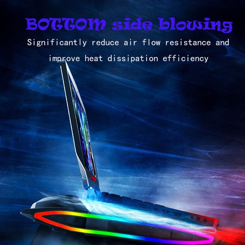 RGB Gaming Adjustable stand 3000 RPM Powerful Air Flow Cooling Pad For 12-17 inch Laptop