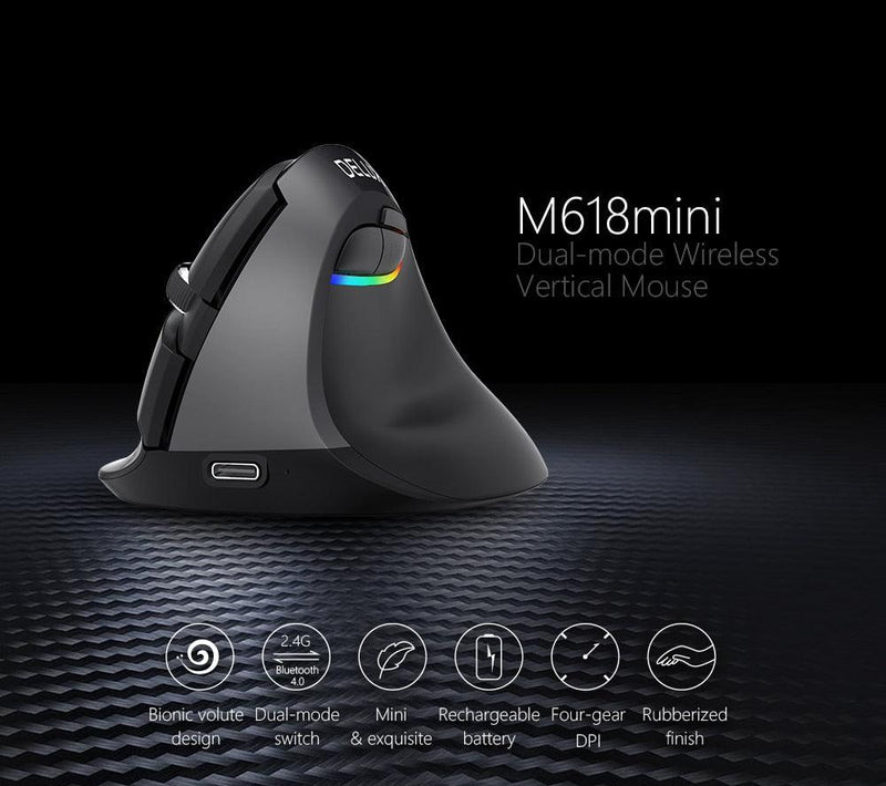 Delux M618 Mini BT 4.0+2.4GHz Dual mode Wireless Rechargeable Mouse