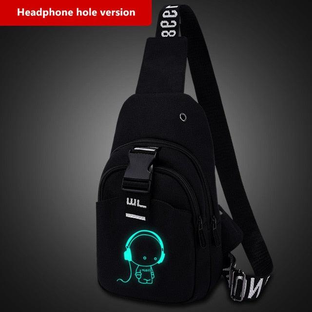 Crossbody Luminous USB Charging Chest Bags