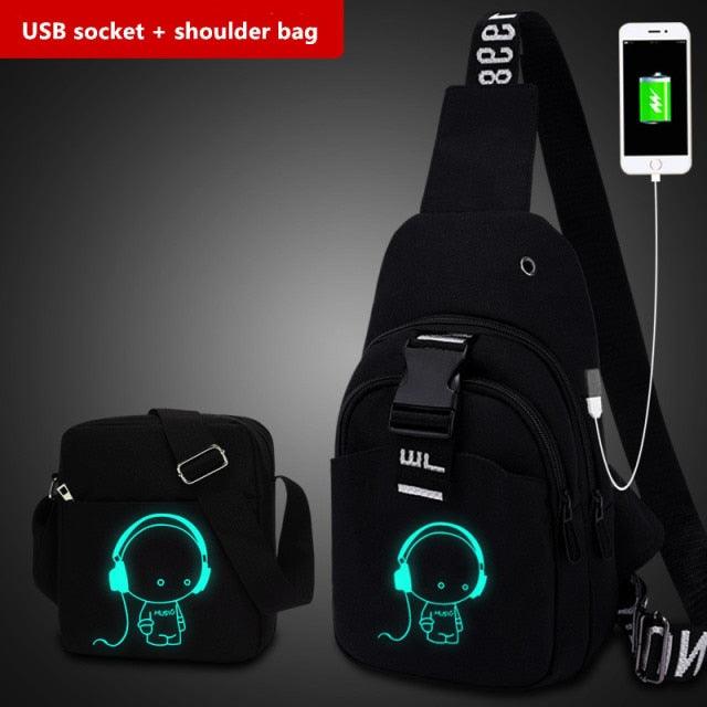 Crossbody Luminous USB Charging Chest Bags