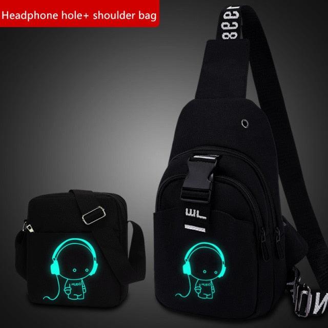 Crossbody Luminous USB Charging Chest Bags