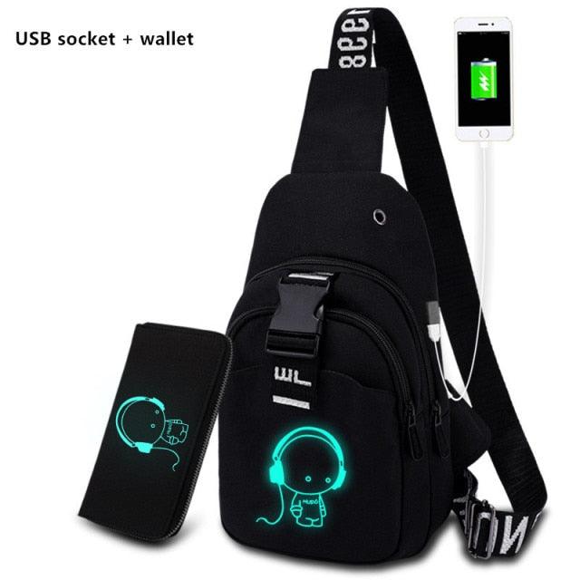 Crossbody Luminous USB Charging Chest Bags