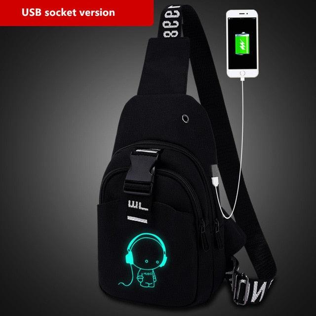 Crossbody Luminous USB Charging Chest Bags