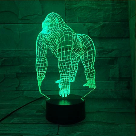 Holographic Plate Gorilla Night Light | Acrylic | 7 Colors + Remote