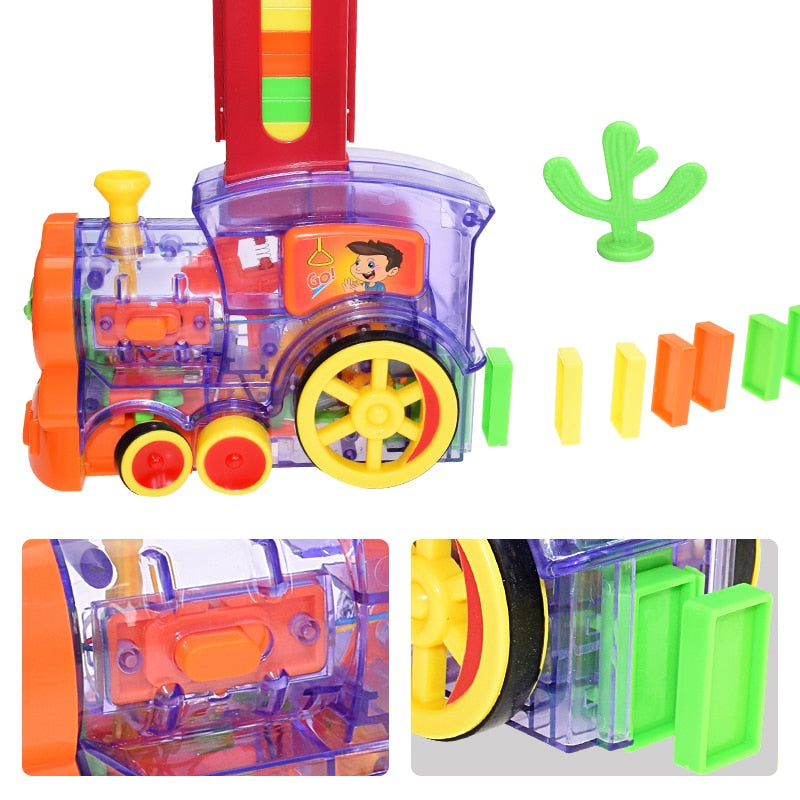 Automatic Domino Setting Train Domino Blocks Building Stacking Toy