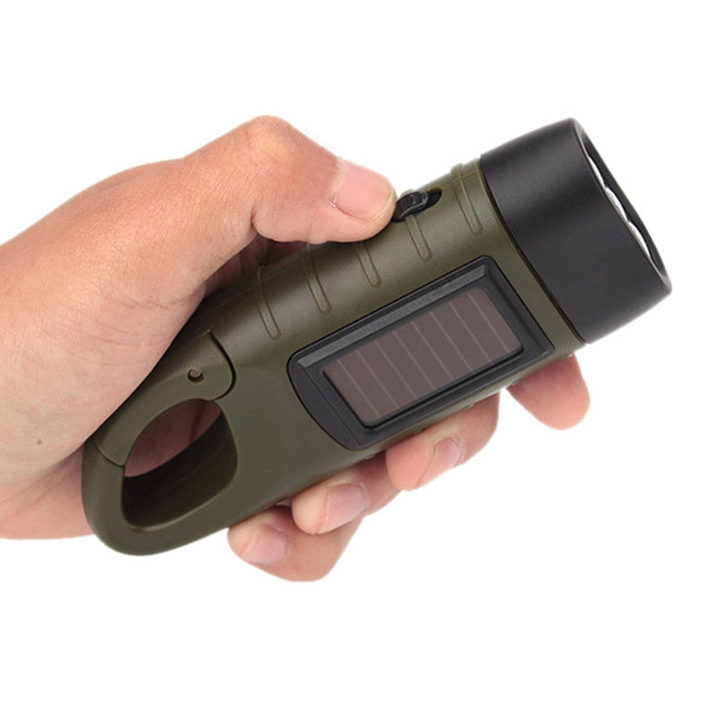 Solar & Hand-Crank Belt Buckle Emergency Flashlight | LED