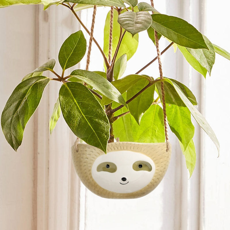 CeramiSloth | Cute Hanging Cartoon Sloth Planter