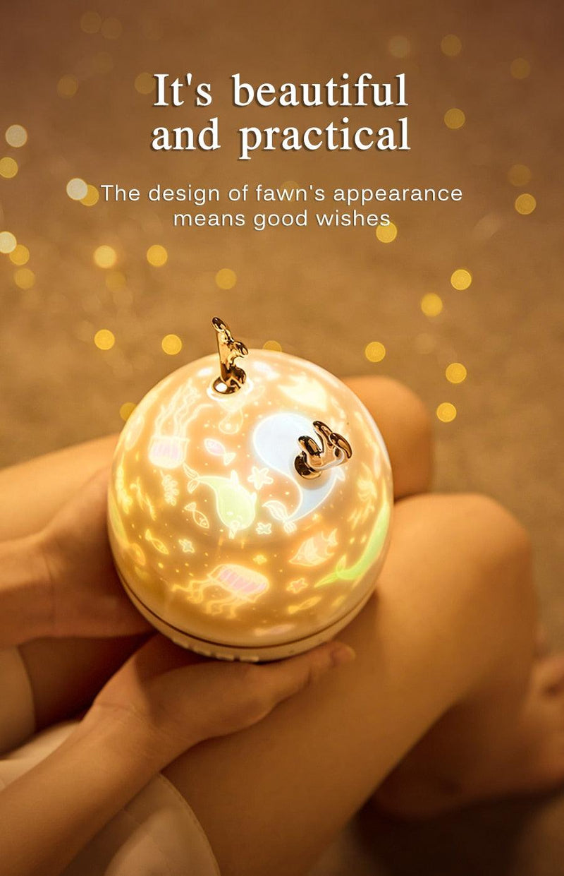 Starry Sky Rotating LED Night Light Lamp With Speaker