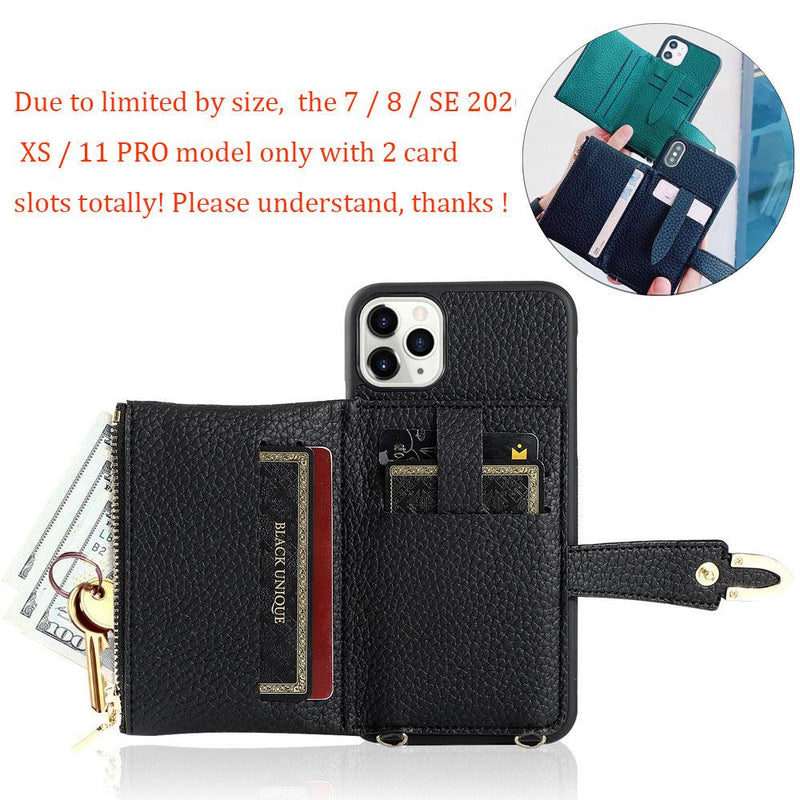 Lanyard Chain Leather Phone Wallet Case for iPhone