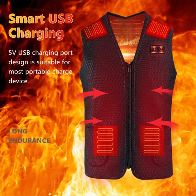 7 Heating Zone Unisex Self-Heating Winter Vest | USB Rechargeable | Washable