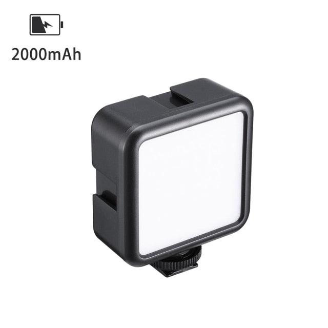 Mini LED Video Vlog Light with 3 Cold Shoe Mount Mic Built-in 2000 mAh Battery