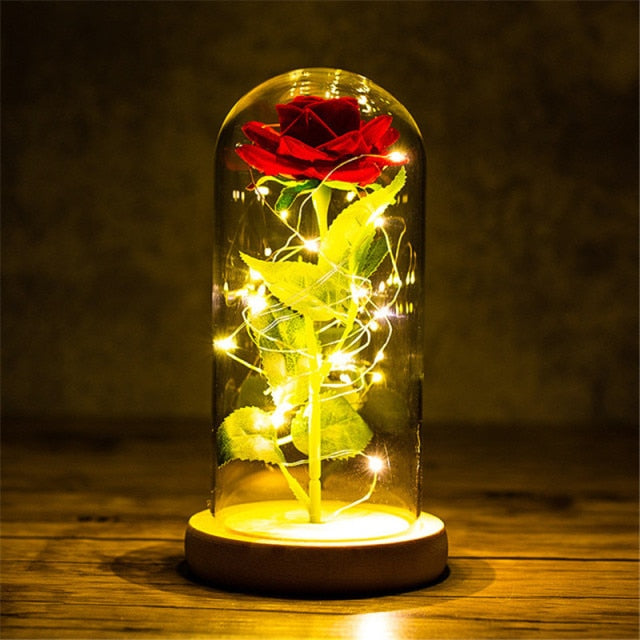 Galaxy Rose, Glass Rose, Enchanted Galaxy Rose In A Glass Dome, Beauty and the Beast Rose, Glowing Led Rose,