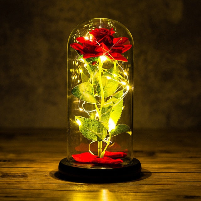 Galaxy Rose, Glass Rose, Enchanted Galaxy Rose In A Glass Dome, Beauty and the Beast Rose, Glowing Led Rose,