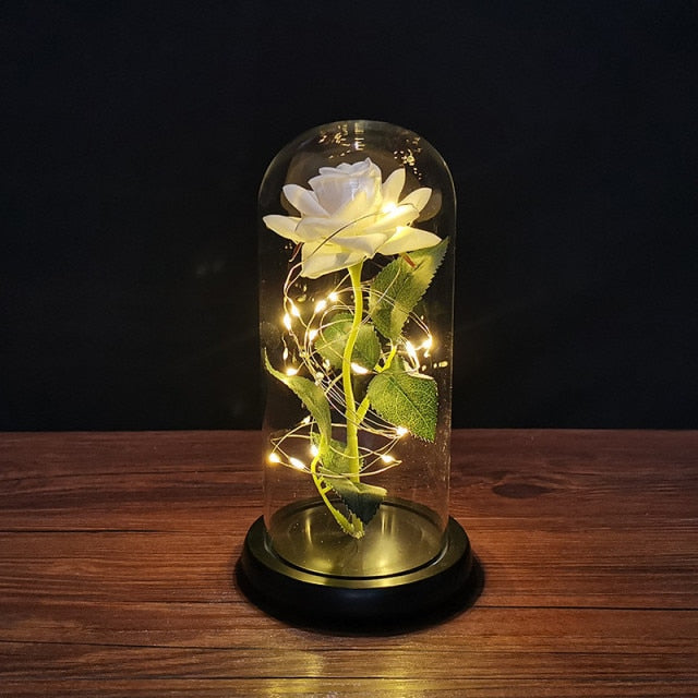 Galaxy Rose, Glass Rose, Enchanted Galaxy Rose In A Glass Dome, Beauty and the Beast Rose, Glowing Led Rose,