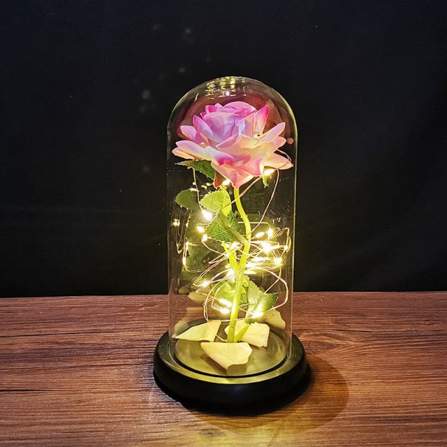 Galaxy Rose, Glass Rose, Enchanted Galaxy Rose In A Glass Dome, Beauty and the Beast Rose, Glowing Led Rose,