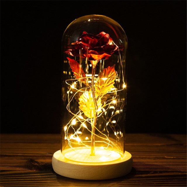 Galaxy Rose, Glass Rose, Enchanted Galaxy Rose In A Glass Dome, Beauty and the Beast Rose, Glowing Led Rose,