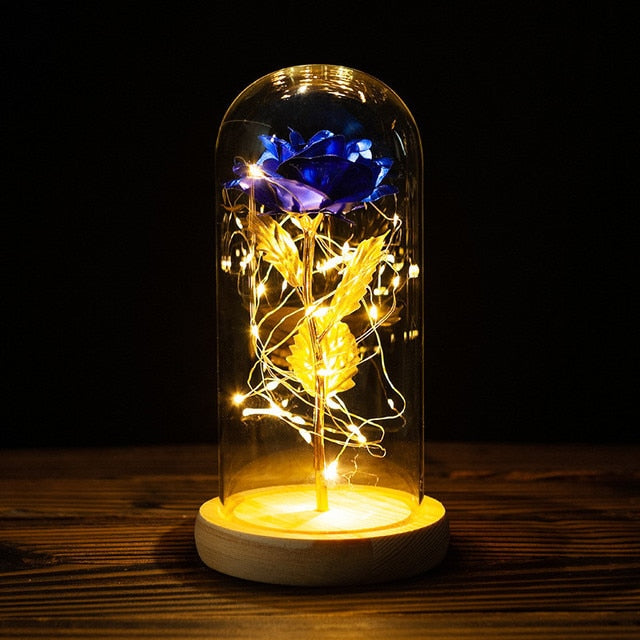 Galaxy Rose, Glass Rose, Enchanted Galaxy Rose In A Glass Dome, Beauty and the Beast Rose, Glowing Led Rose,