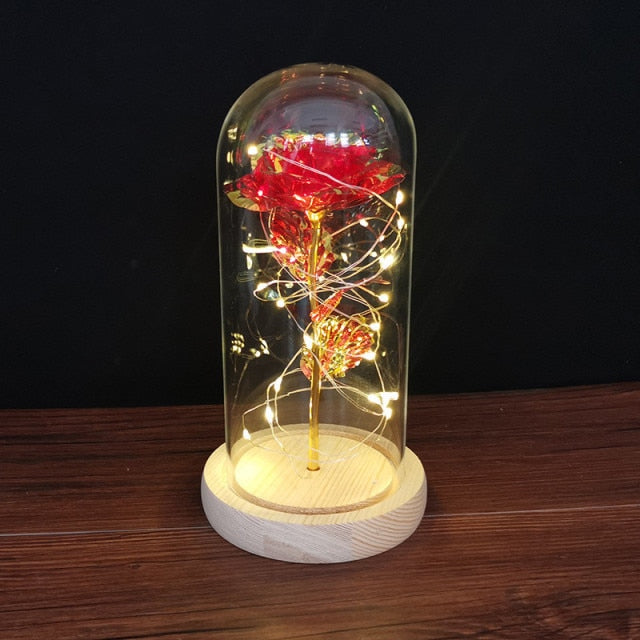 Galaxy Rose, Glass Rose, Enchanted Galaxy Rose In A Glass Dome, Beauty and the Beast Rose, Glowing Led Rose,