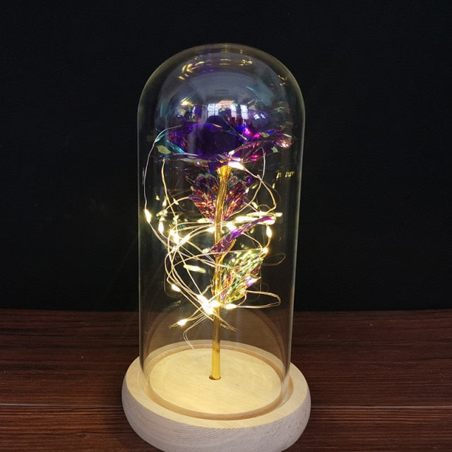 Galaxy Rose, Glass Rose, Enchanted Galaxy Rose In A Glass Dome, Beauty and the Beast Rose, Glowing Led Rose,